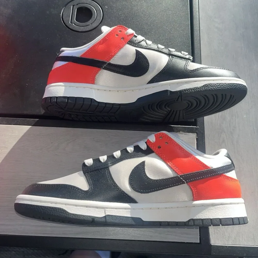 Hq3423-635 Size 7.5 Wmns Men’s 6 Nike Dunk Low Se Bright Crimson Black - Picture 3 of 12